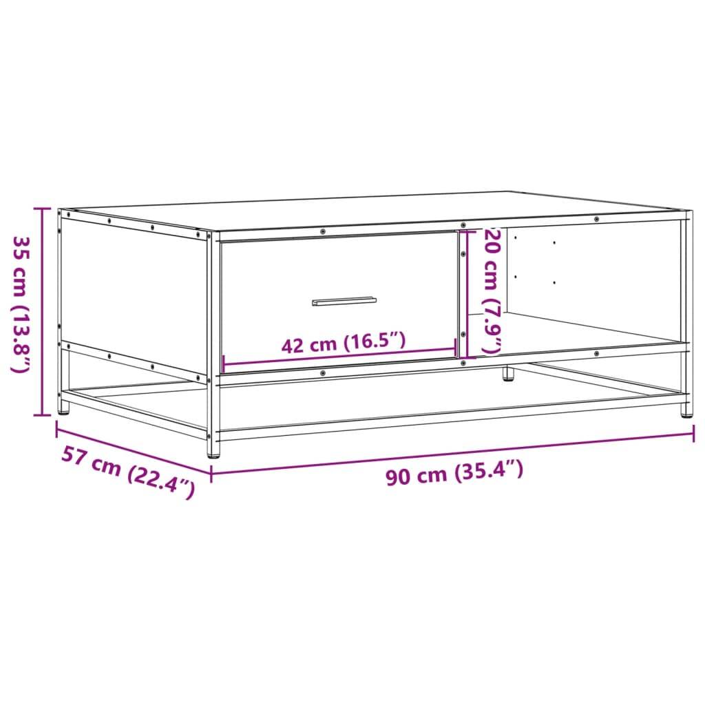 vidaXL Couchtisch Braun Eichen-Optik 90x57x35 cm Holzwerkstoff Metall