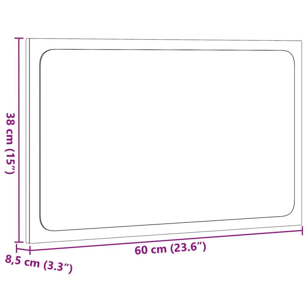 vidaXL Badspiegel mit LED-Leuchten Altholz-Optik 60x8,5x38 cm