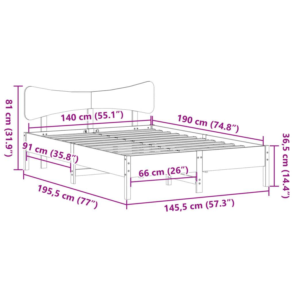 vidaXL Massivholzbett ohne Matratze Wachsbraun 140x190 cm Kiefernholz