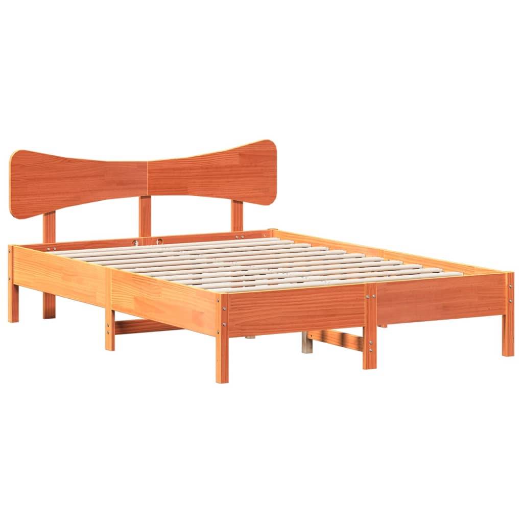 vidaXL Massivholzbett ohne Matratze Wachsbraun 150x200 cm Kiefernholz