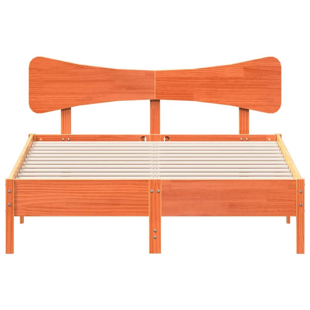 vidaXL Massivholzbett ohne Matratze Wachsbraun 150x200 cm Kiefernholz