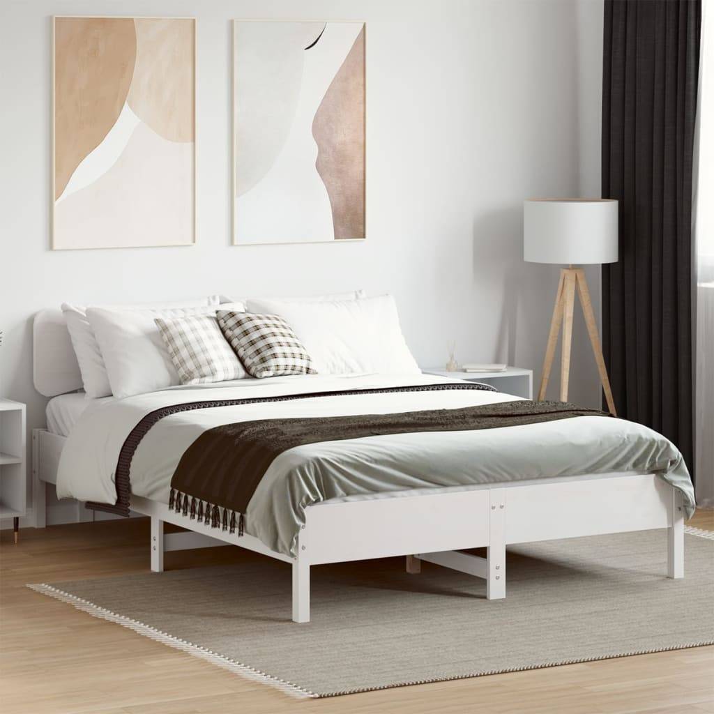 vidaXL Massivholzbett ohne Matratze Weiß 140x200 cm Kiefernholz
