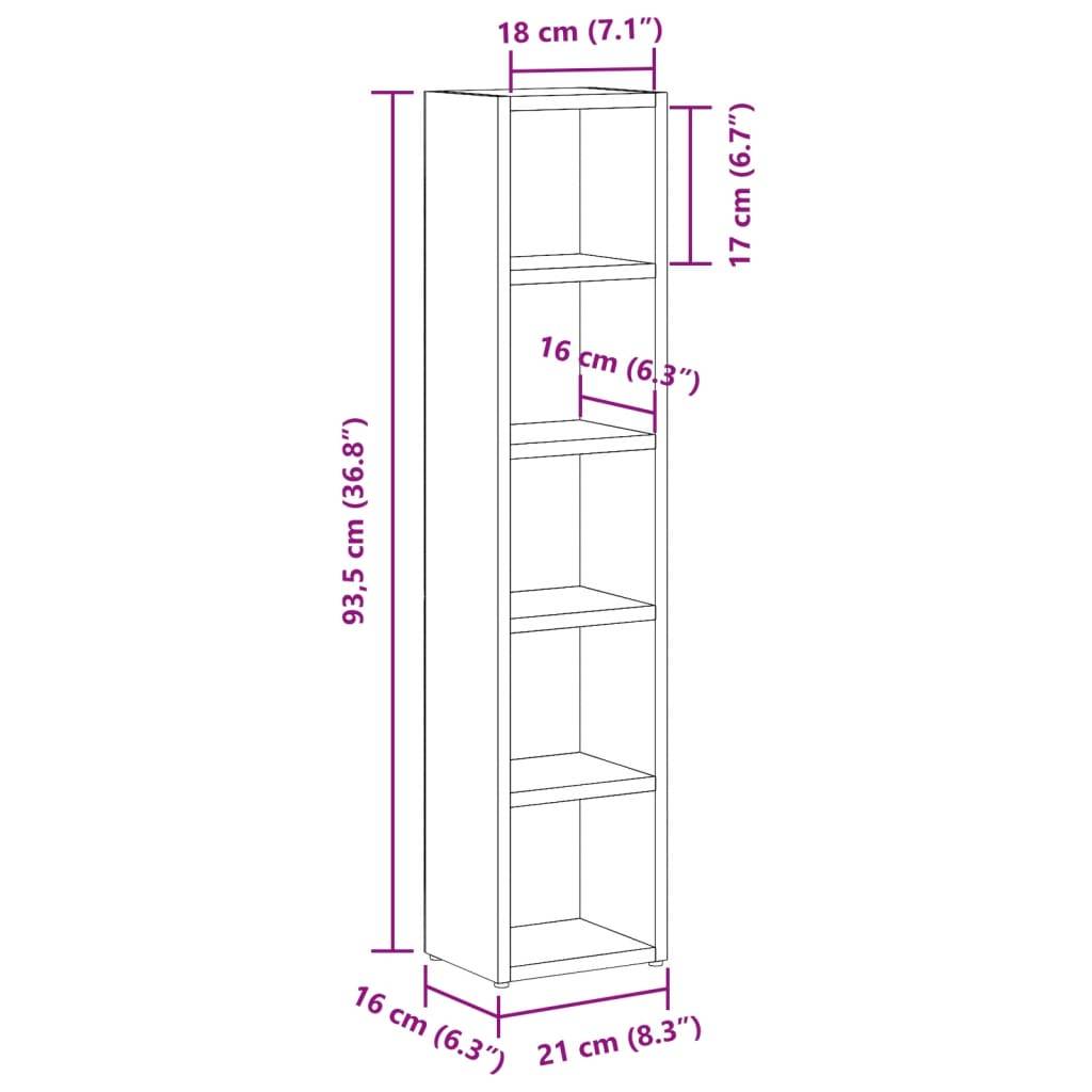 vidaXL CD-Regale 2 Stk. Artisan-Eiche 21x16x93,5 cm Holzwerkstoff