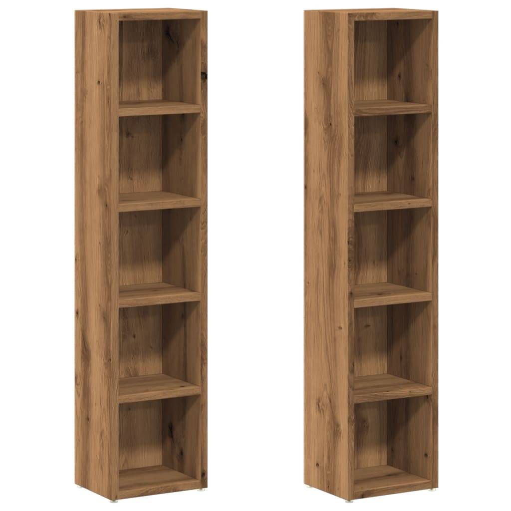 vidaXL CD-Regale 2 Stk. Artisan-Eiche 21x16x93,5 cm Holzwerkstoff