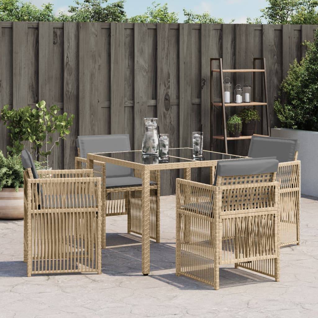 vidaXL Gartenstühle mit Kissen 4 Stk. Beigemischung Poly Rattan