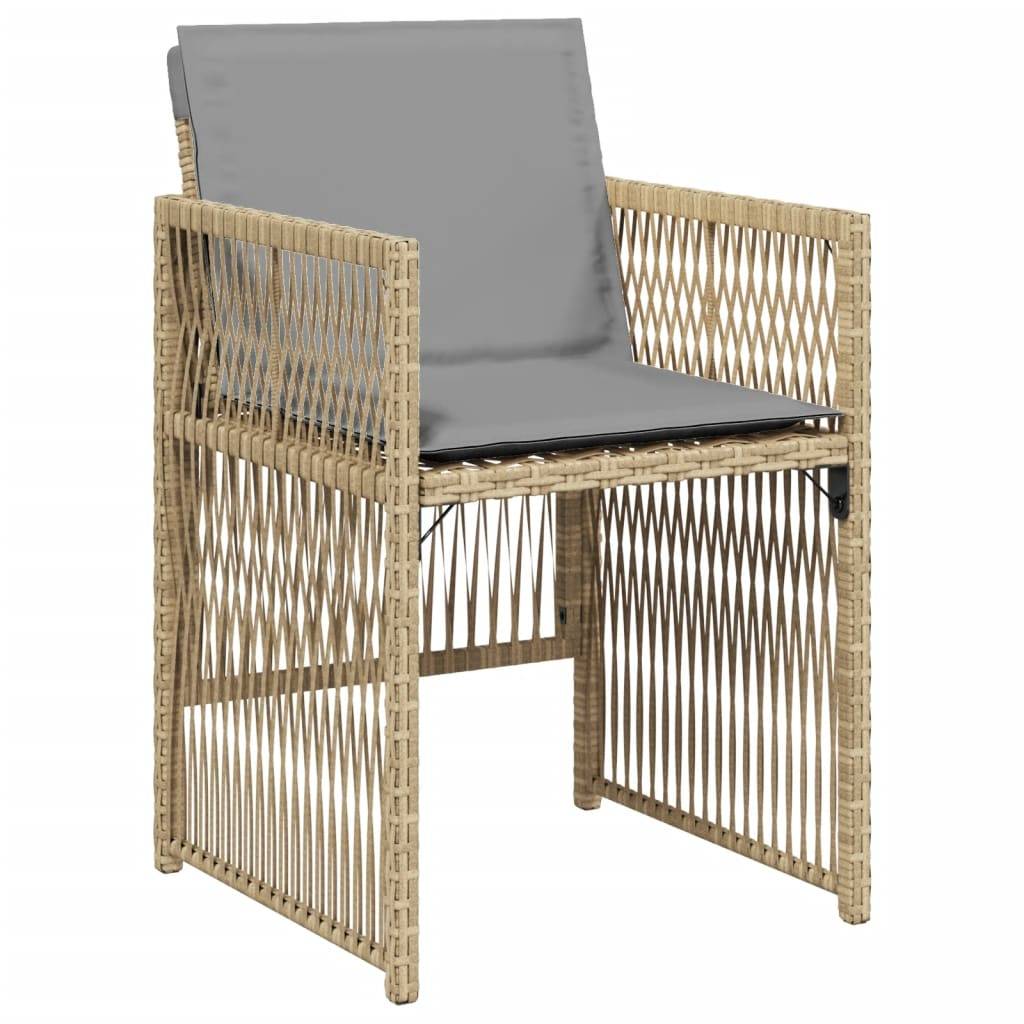 vidaXL Gartenstühle mit Kissen 4 Stk. Beigemischung Poly Rattan
