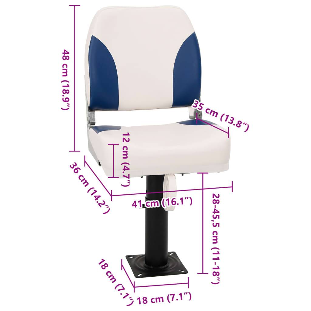 vidaXL 4-tlg. Bootssitz-Set Klappbar Blau und Weiß 41x36x48 cm