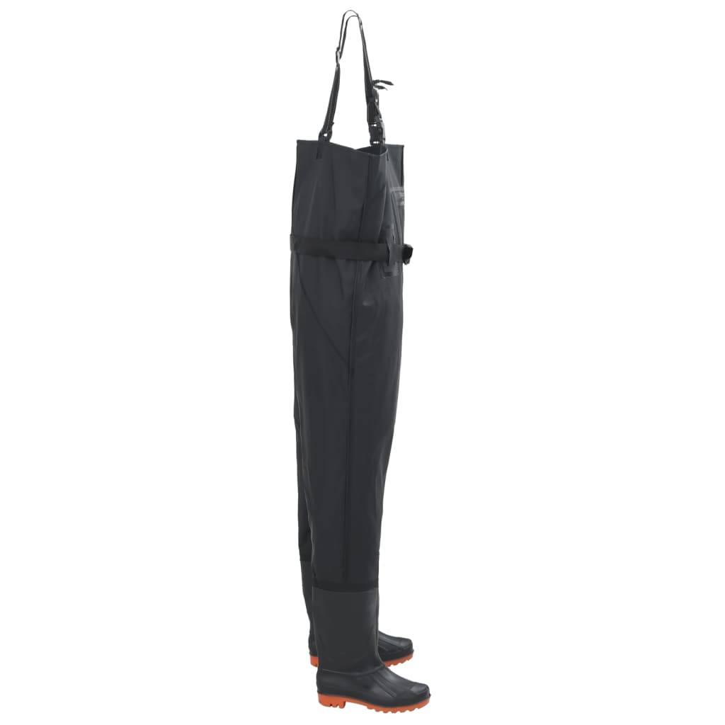 vidaXL Wathose mit Stiefeln und Gürtel Schwarz Größe 42