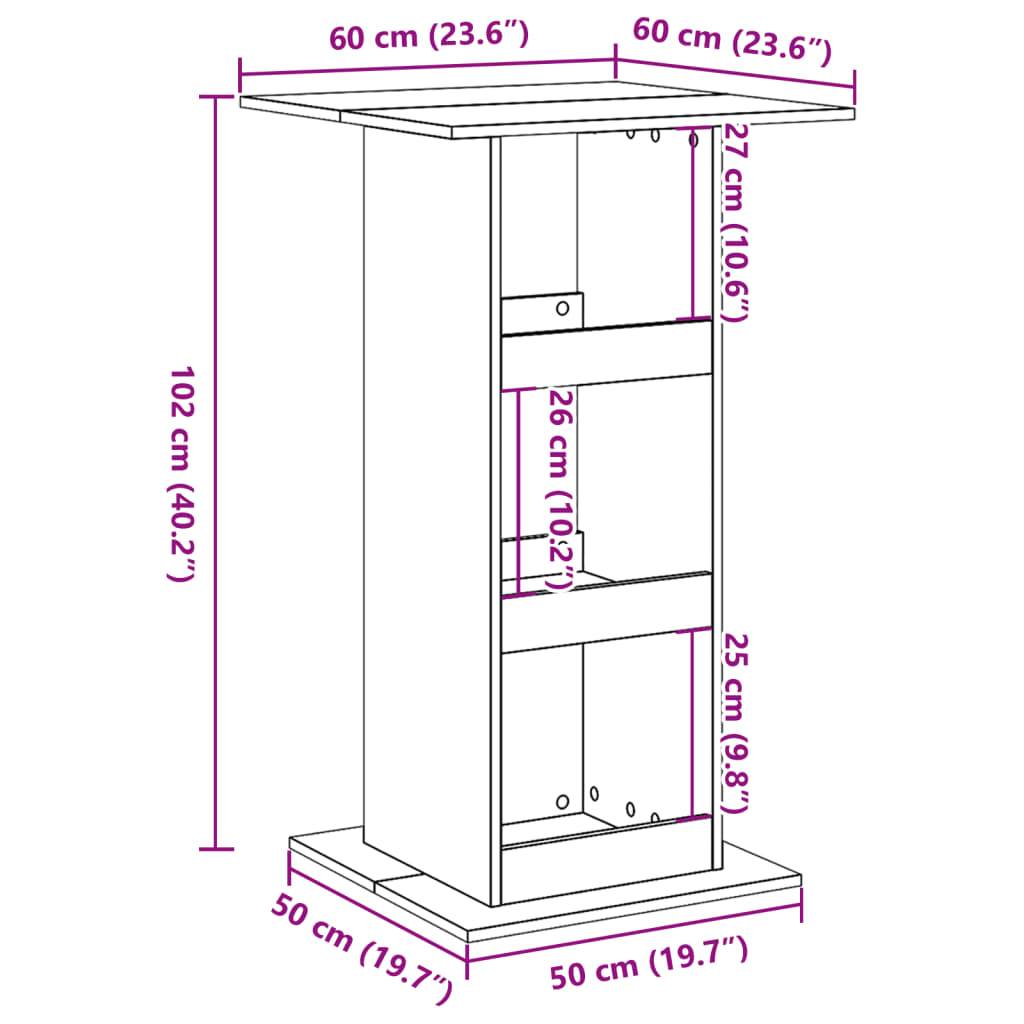 vidaXL Bartisch mit Ablagen Braun Eiche 60x60x102 cm Holzwerkstoff