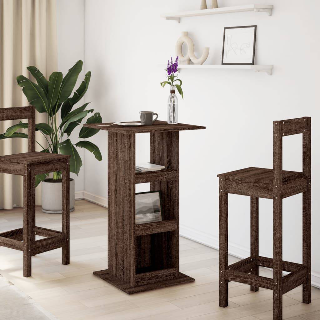 vidaXL Bartisch mit Ablagen Braun Eiche 60x60x102 cm Holzwerkstoff