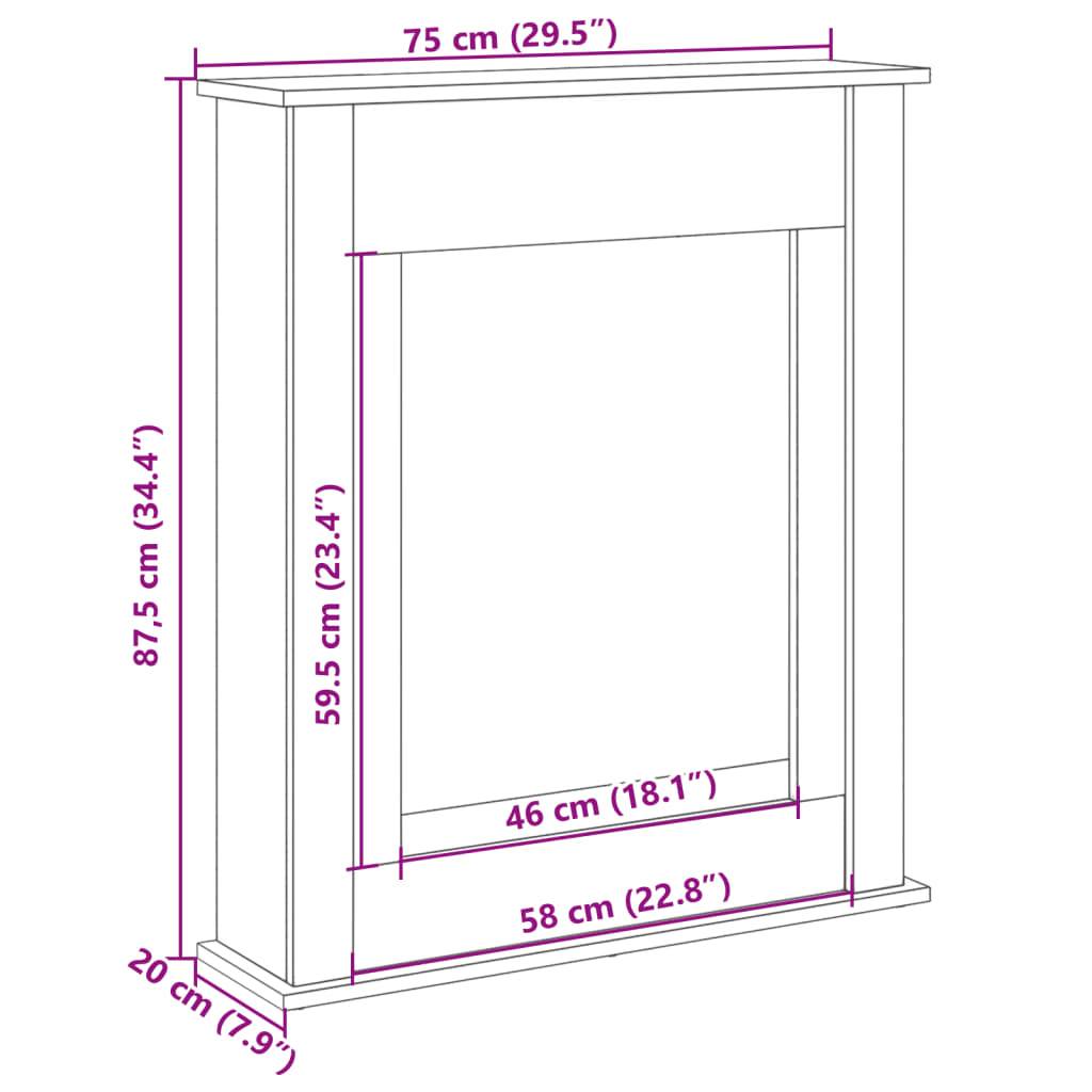 vidaXL Kaminumrandung Artisan-Eiche 75x20x87,5 cm Holzwerkstoff