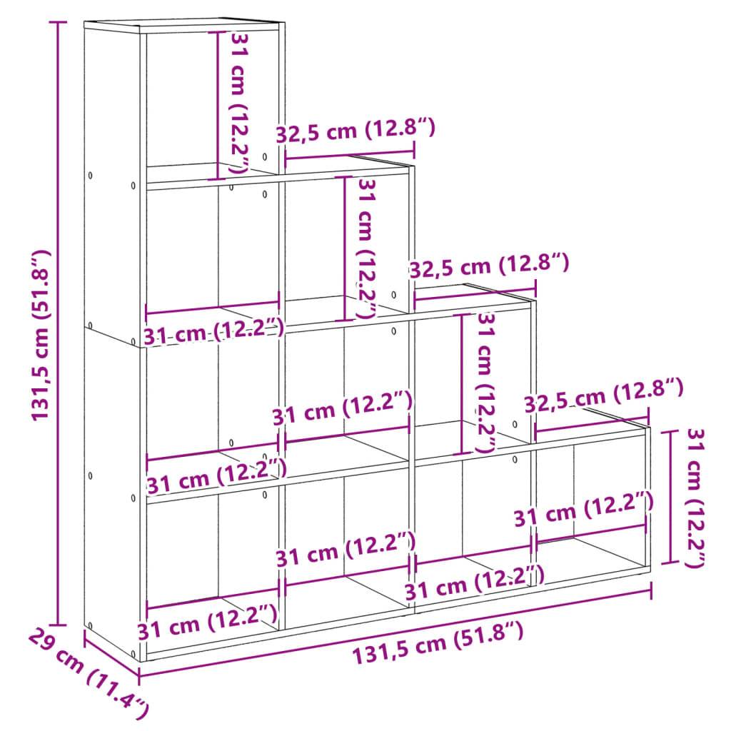 vidaXL Raumteiler-Bücherregal 4 Stufen Sonoma-Eiche 131,5x29x131,5 cm
