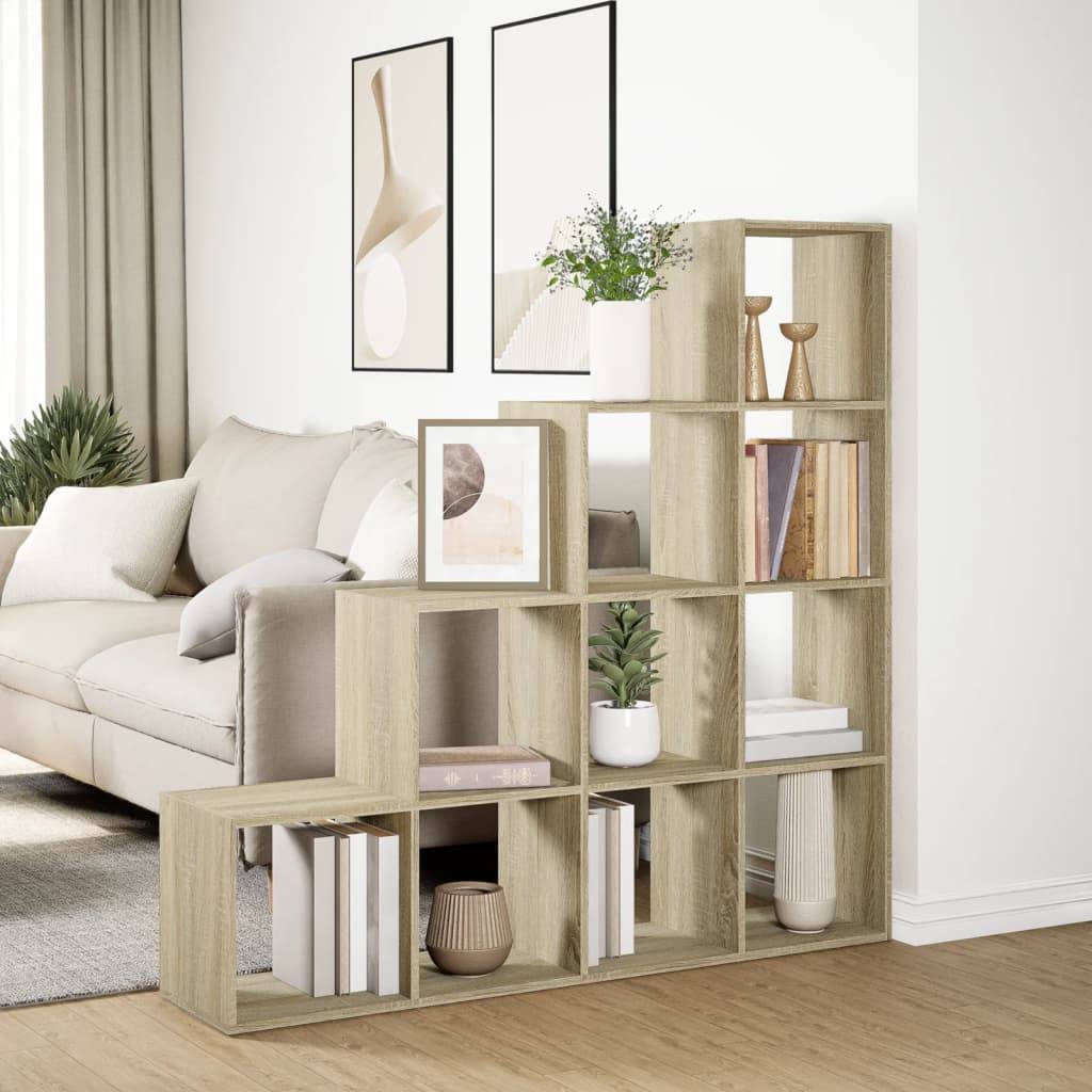 vidaXL Raumteiler-Bücherregal 4 Stufen Sonoma-Eiche 131,5x29x131,5 cm