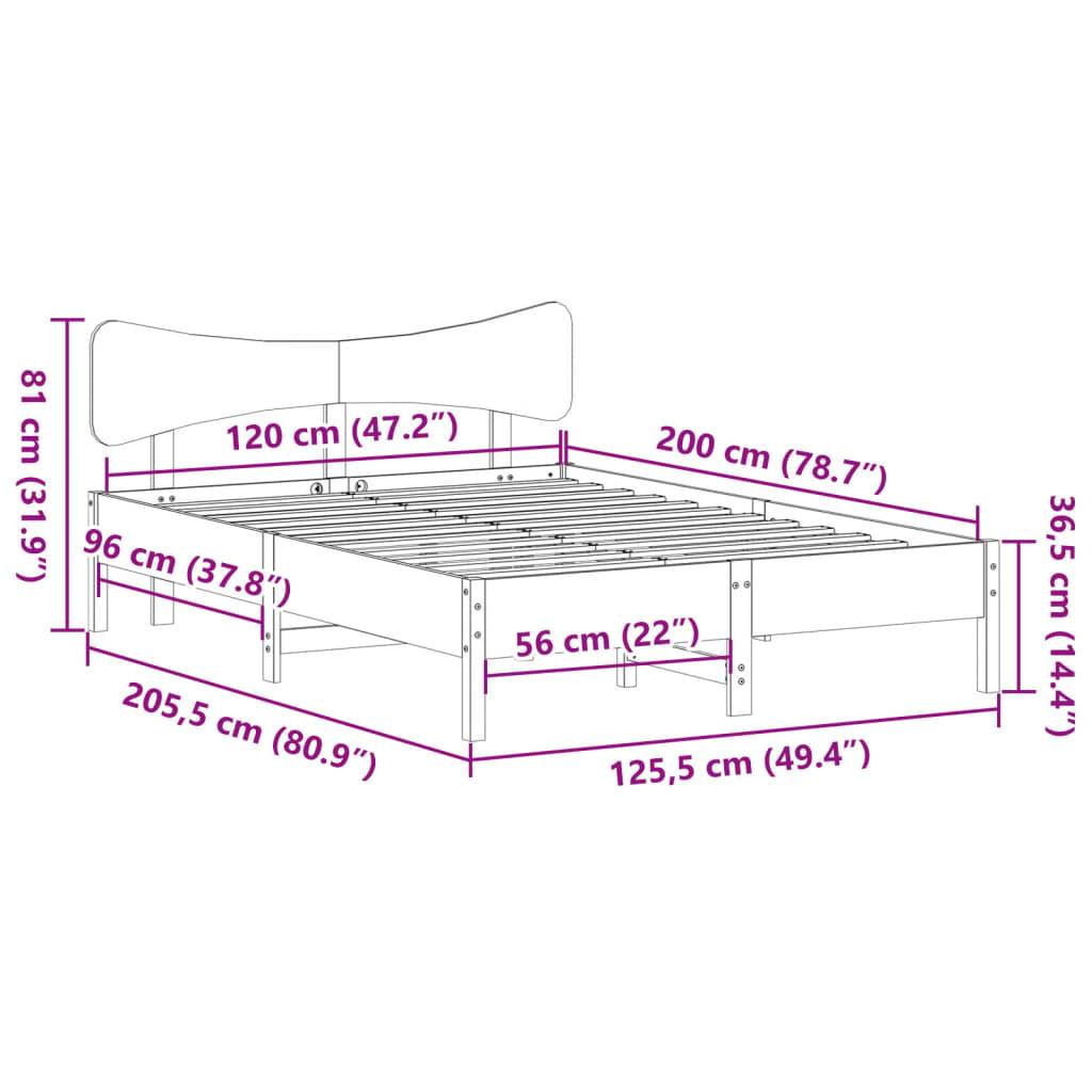 vidaXL Massivholzbett ohne Matratze Wachsbraun 120x200 cm Kiefernholz