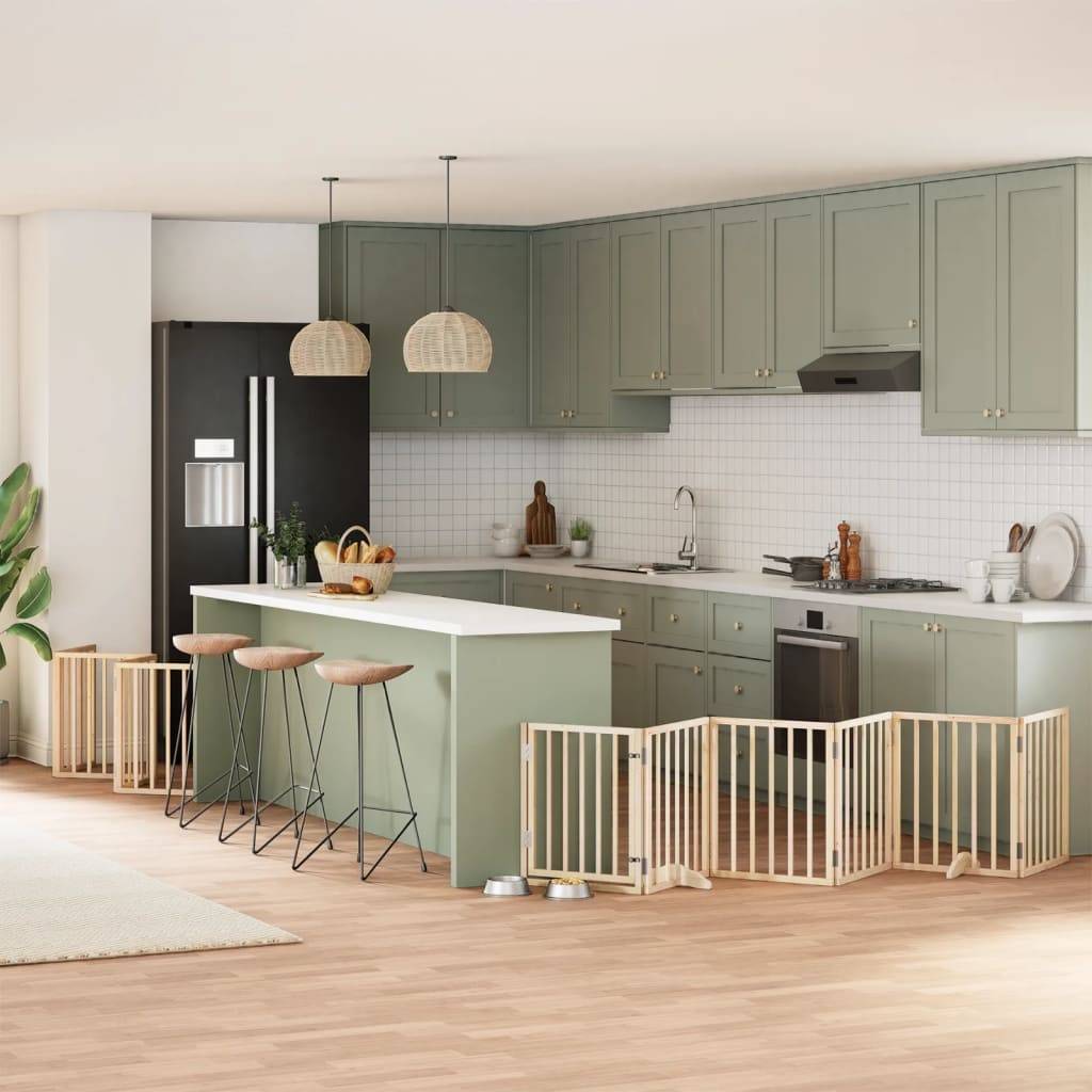 vidaXL 12-tlg. Hundetor mit Tür Faltbar 600 cm Pappelholz