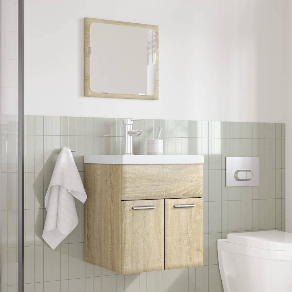vidaXL 3-tlg. Badmöbel-Set Sonoma-Eiche Holzwerkstoff