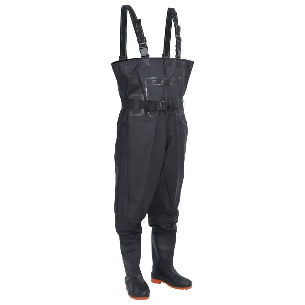 vidaXL Wathose mit Stiefeln und Gürtel Schwarz Größe 41