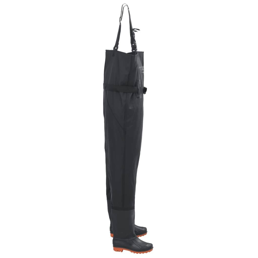 vidaXL Wathose mit Stiefeln und Gürtel Schwarz Größe 44