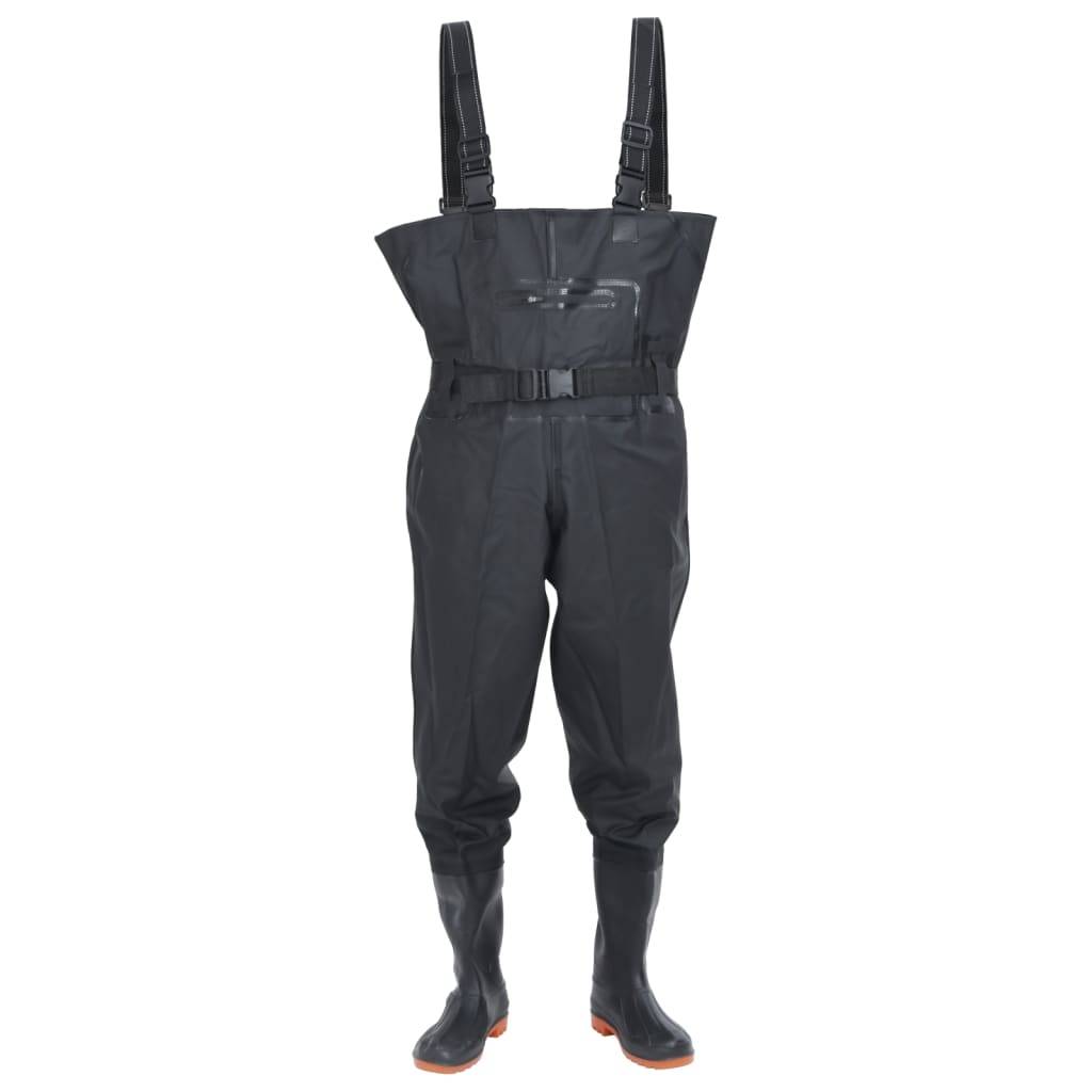 vidaXL Wathose mit Stiefeln und Gürtel Schwarz Größe 42