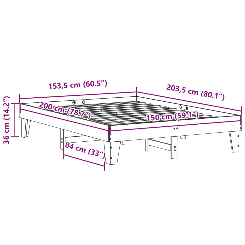 vidaXL Massivholzbett ohne Matratze 150x200 cm Kiefernholz