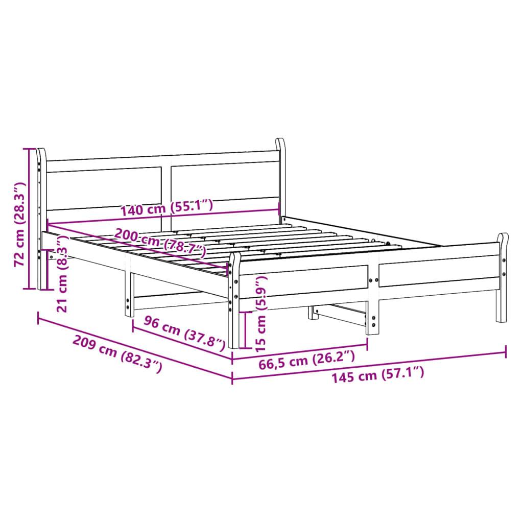 vidaXL Massivholzbett ohne Matratze 140x200 cm Kiefernholz