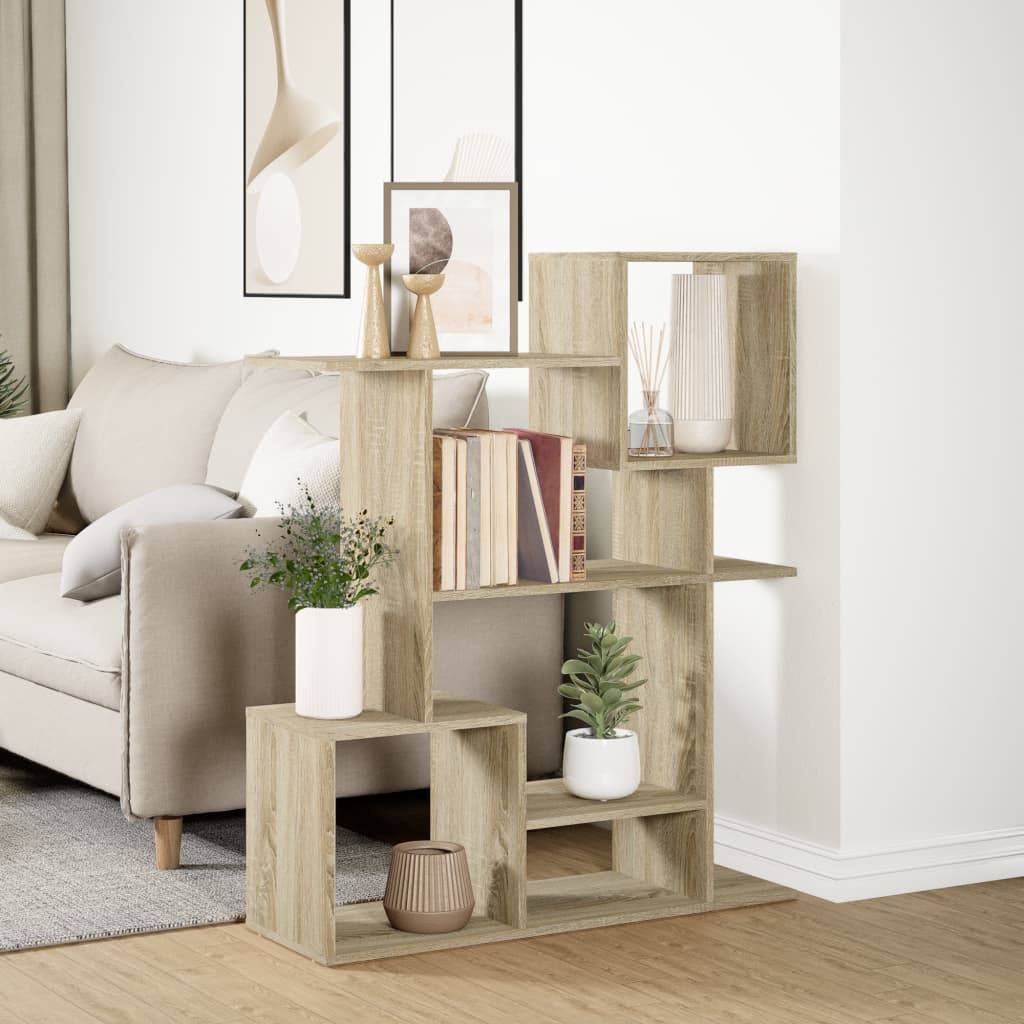 vidaXL Raumteiler-Bücherregal Sonoma-Eiche 92x29x112 cm Holzwerkstoff