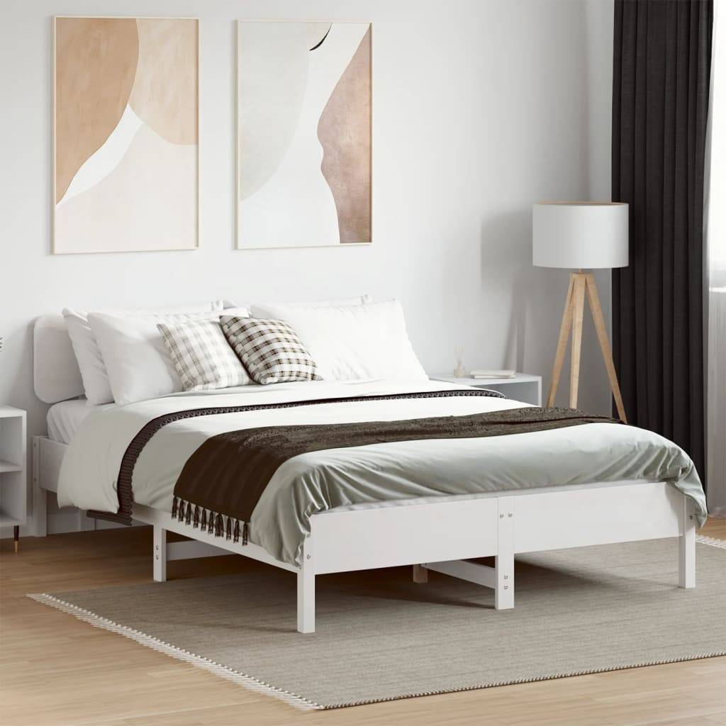 vidaXL Massivholzbett ohne Matratze Weiß 120x190 cm Kiefernholz