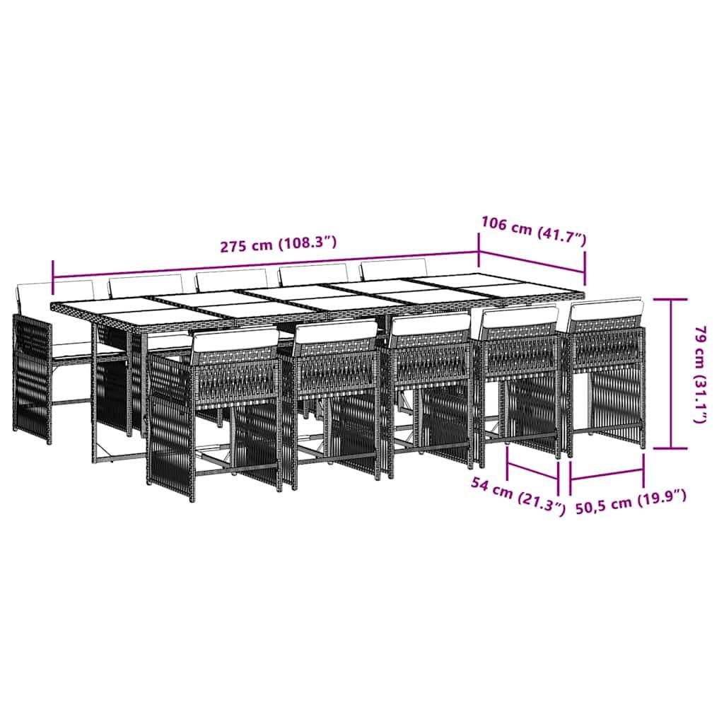 vidaXL 11-tlg. Garten-Essgruppe mit Kissen Beigemischung Poly Rattan