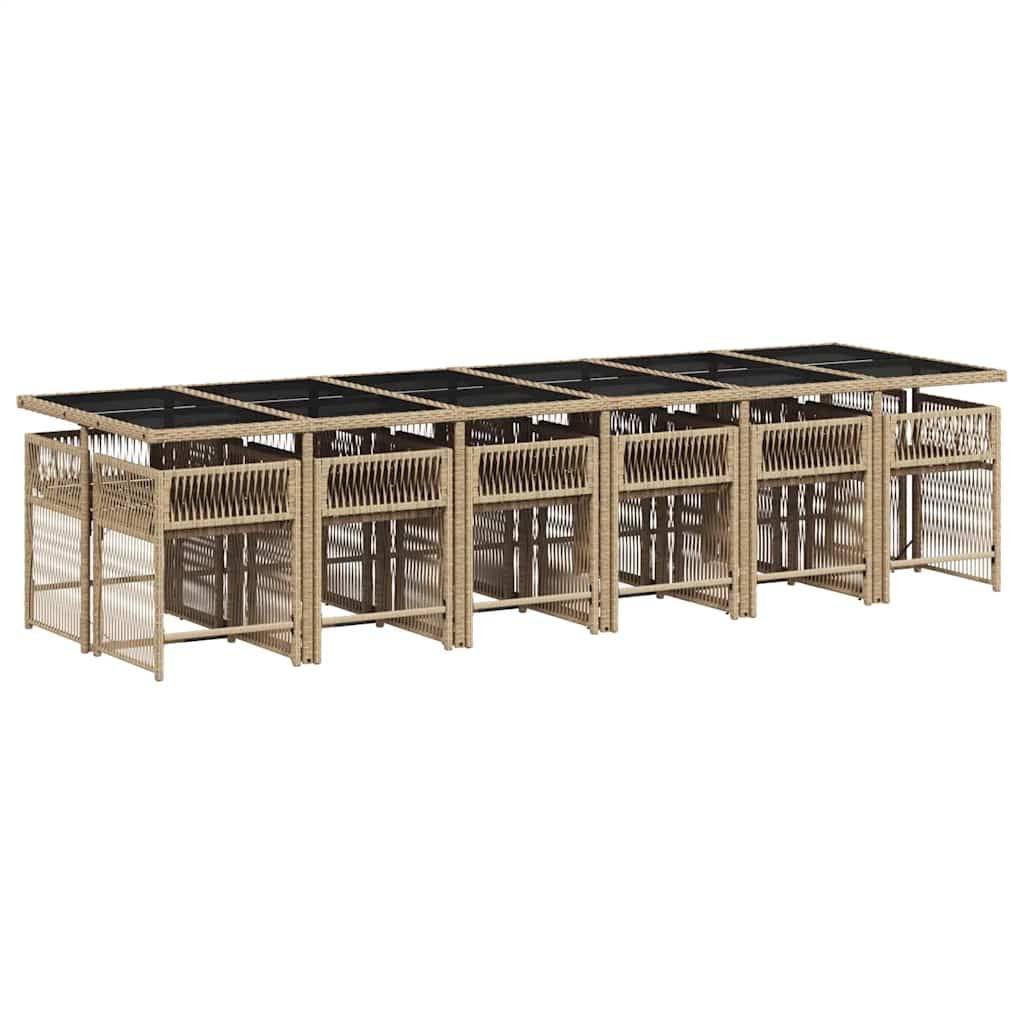 vidaXL 13-tlg. Garten-Essgruppe mit Kissen Beigemischung Poly Rattan