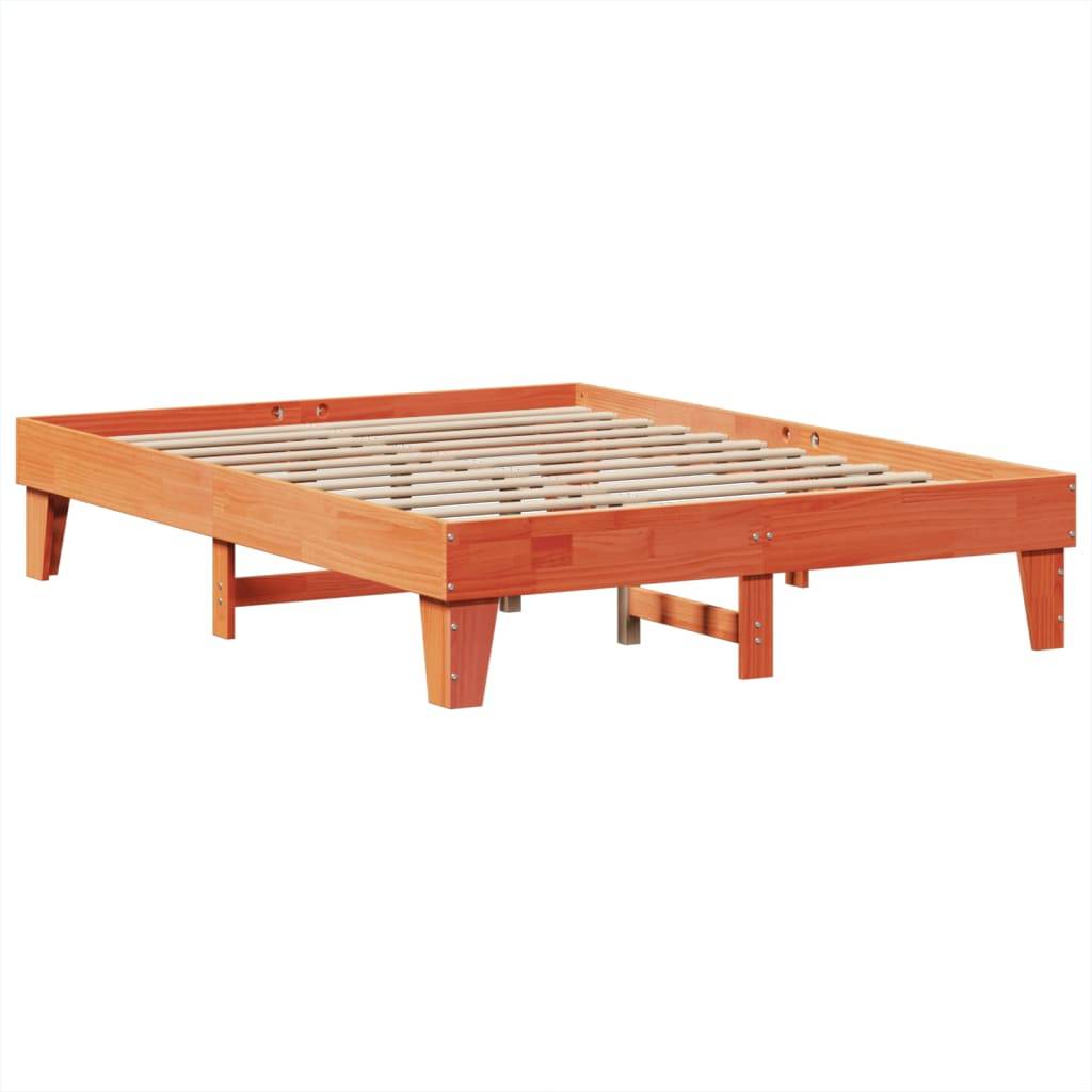 vidaXL Massivholzbett ohne Matratze Wachsbraun 150x200 cm Kiefernholz