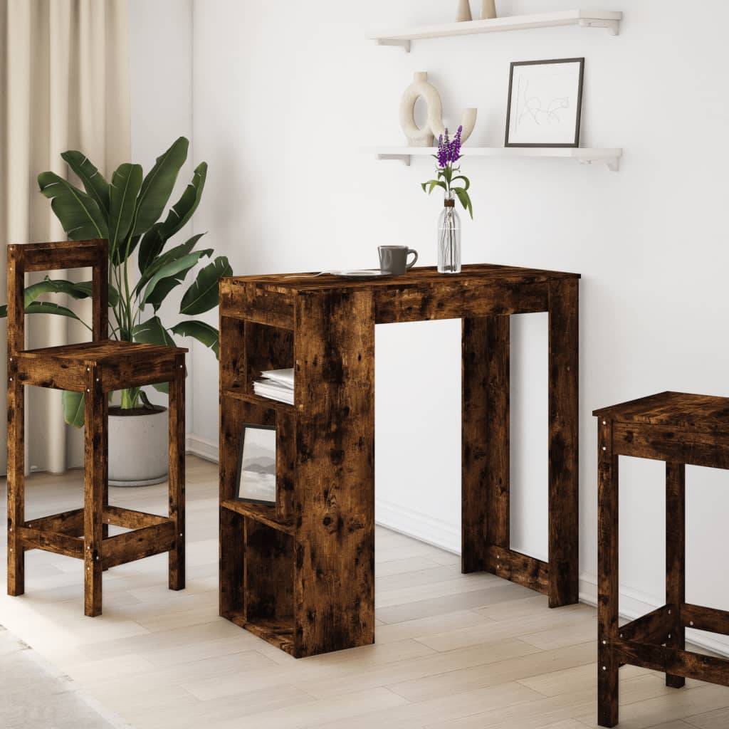 vidaXL Bartisch mit Regal Räuchereiche 102x50x103,5 cm Holzwerkstoff