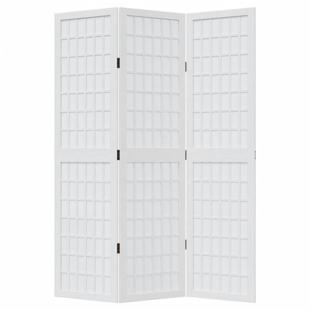 vidaXL 3-tlg. Raumteiler Weiß Massivholz Paulownia