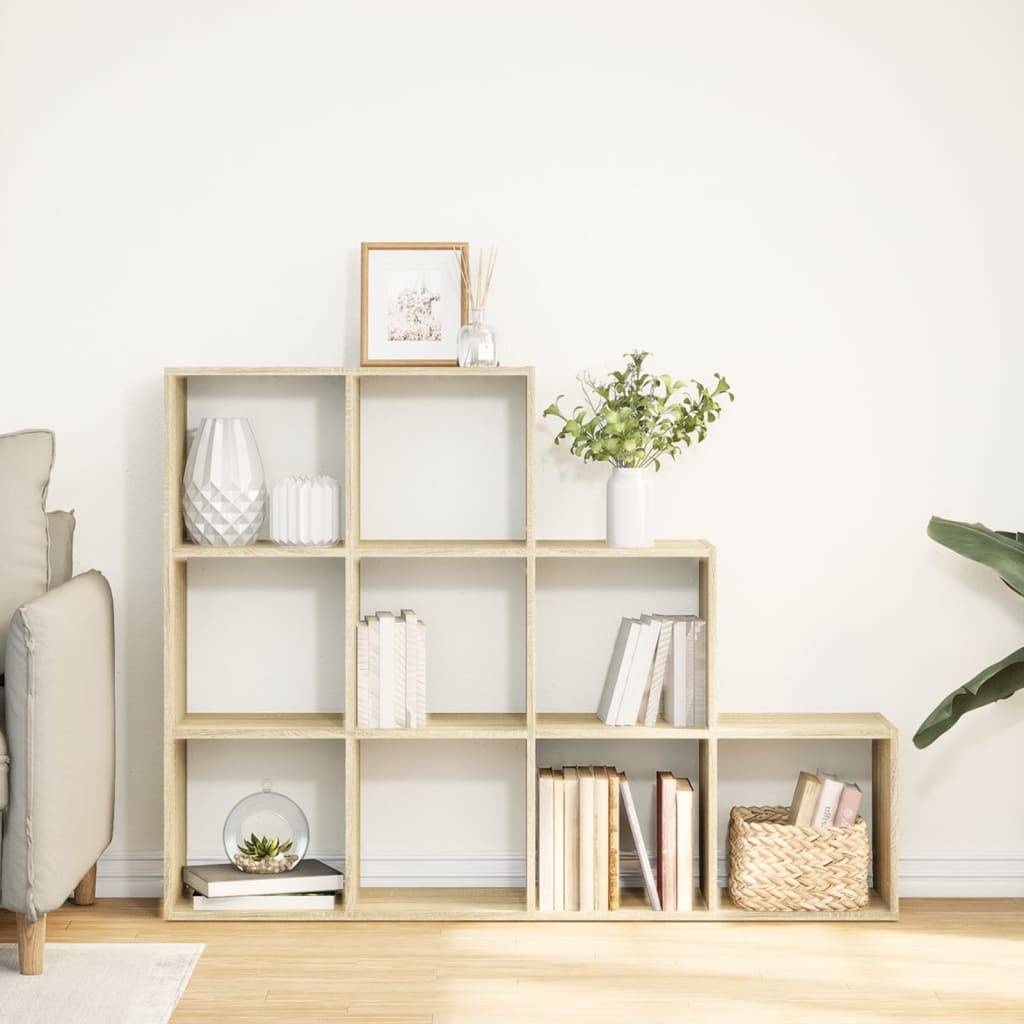 vidaXL Raumteiler-Bücherregal 3 Stufen Sonoma-Eiche 137,5x29x103,5 cm