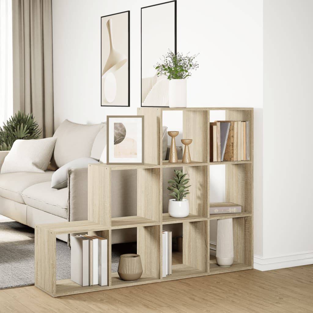vidaXL Raumteiler-Bücherregal 3 Stufen Sonoma-Eiche 137,5x29x103,5 cm
