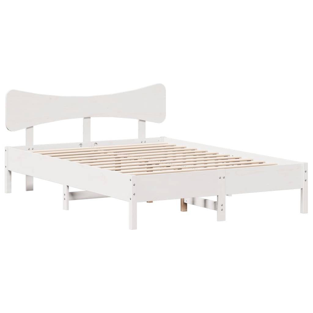 vidaXL Massivholzbett ohne Matratze Weiß 140x190 cm Kiefernholz