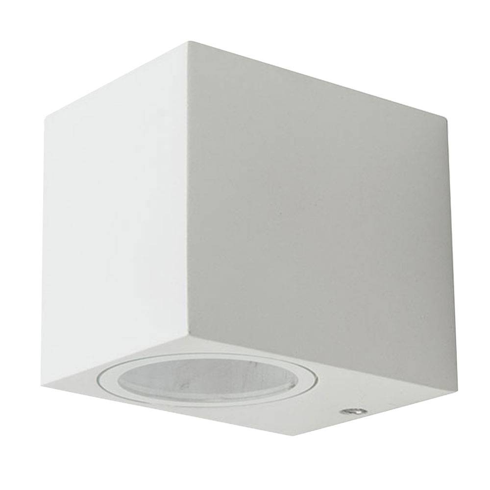 Wandleuchte Außen Außenleuchte Down Strahler Fassadenleuchte Alu Glas weiß, 1x LED 4,5W 400Lm warmweiß, BxHxT 6,8x8x9,2 cm