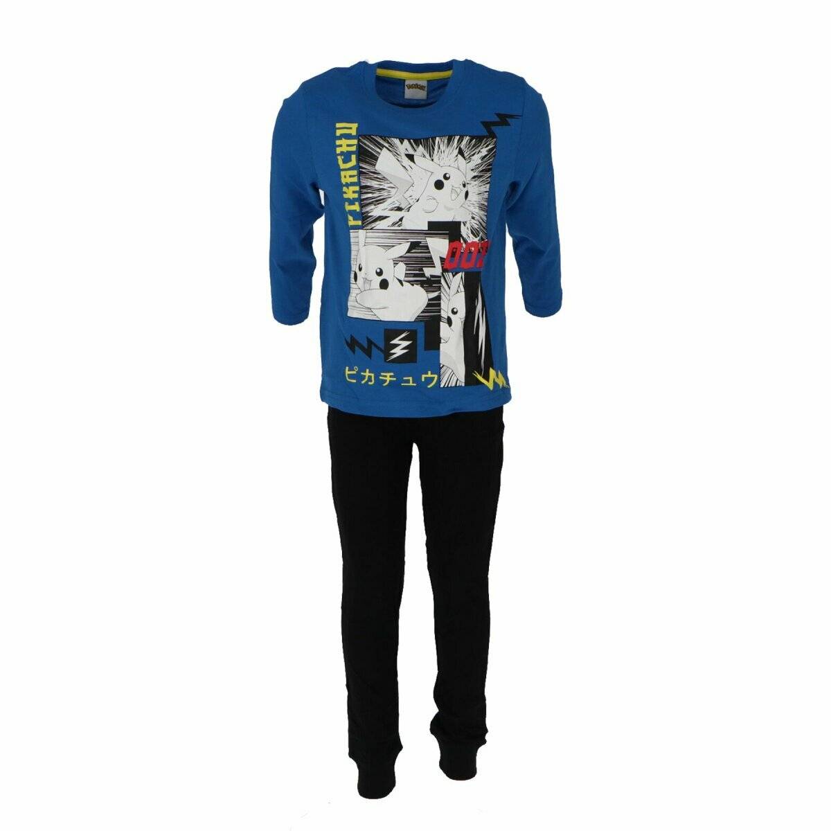 Pokémon Pyjama für Kinder Bequemer Schlafanzug aus reiner Baumwolle 110/116 Blau