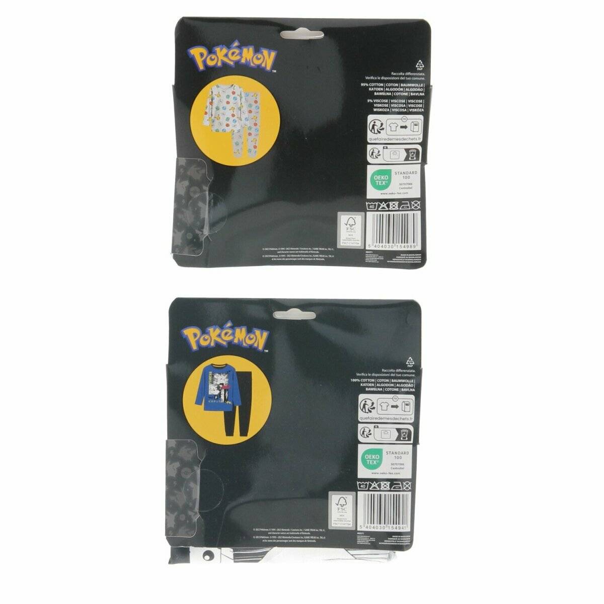 Pokémon Pyjama für Kinder Bequemer Schlafanzug aus reiner Baumwolle 110/116 Blau