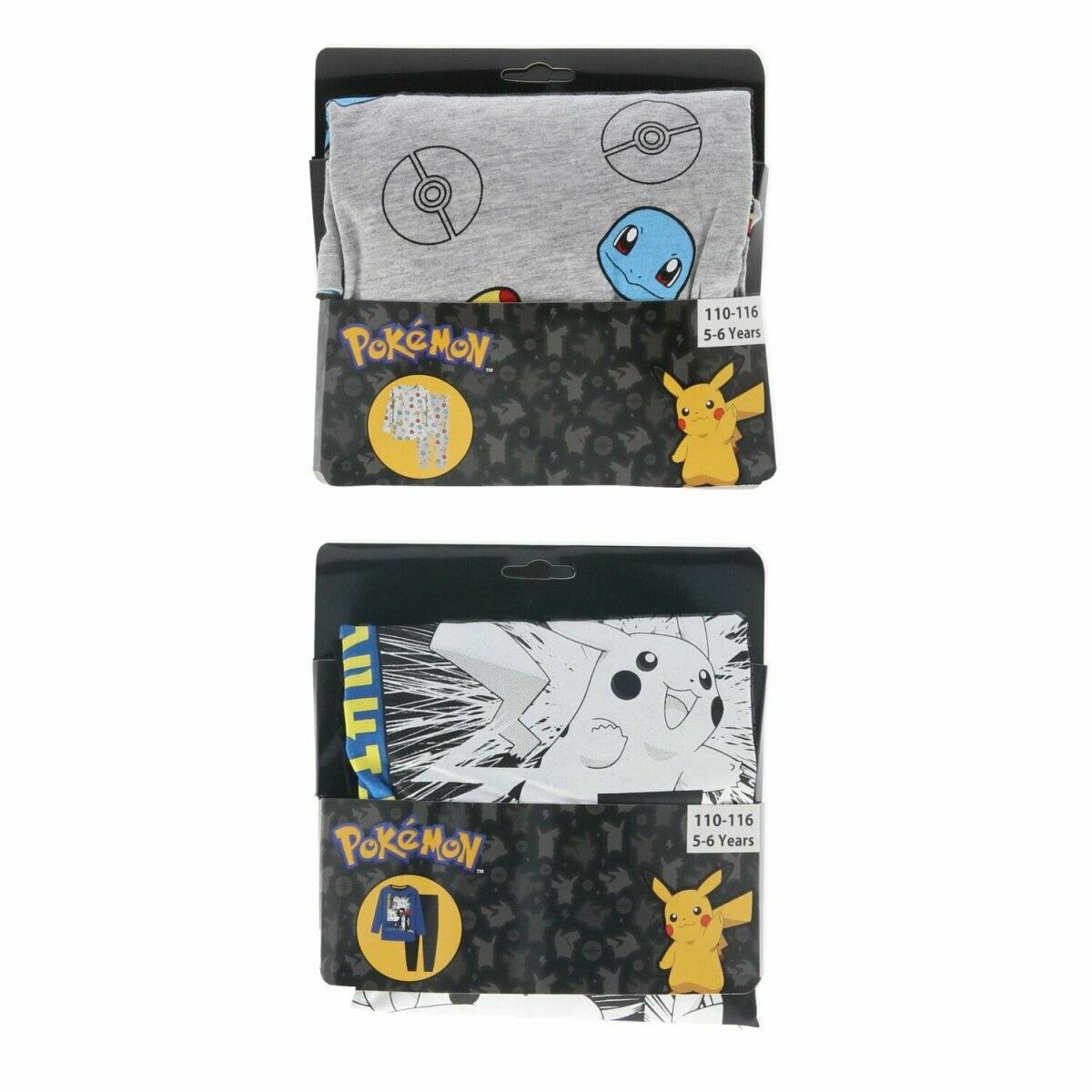 Pokémon Pyjama für Kinder Bequemer Schlafanzug aus reiner Baumwolle 110/116 Grau