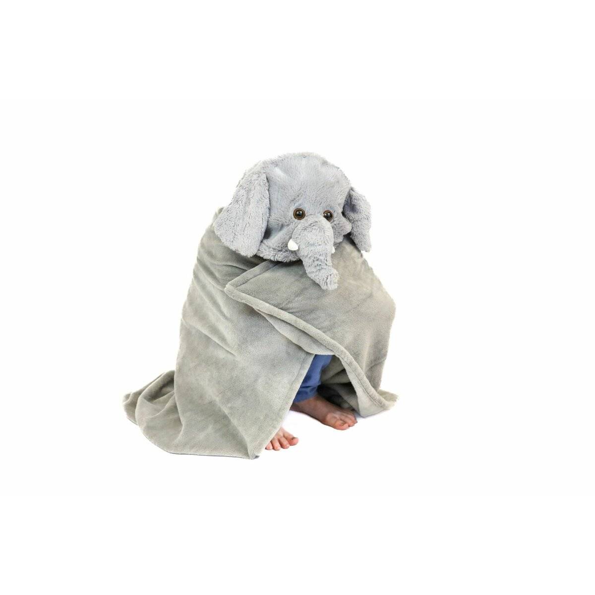 Noxxiez Hochwertige Fleecedecke 100 x 130 cm – Die perfekte Kuscheldecke für Zuhause Elefant