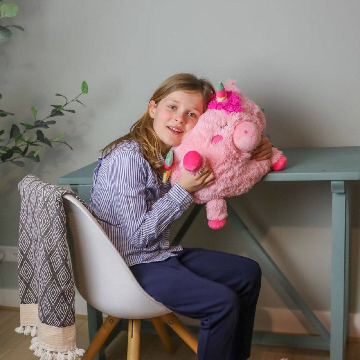 Noxxiez Kuschel-Kissen Handwärmer – Niedliches Kuscheltier für warme Hände Einhorn