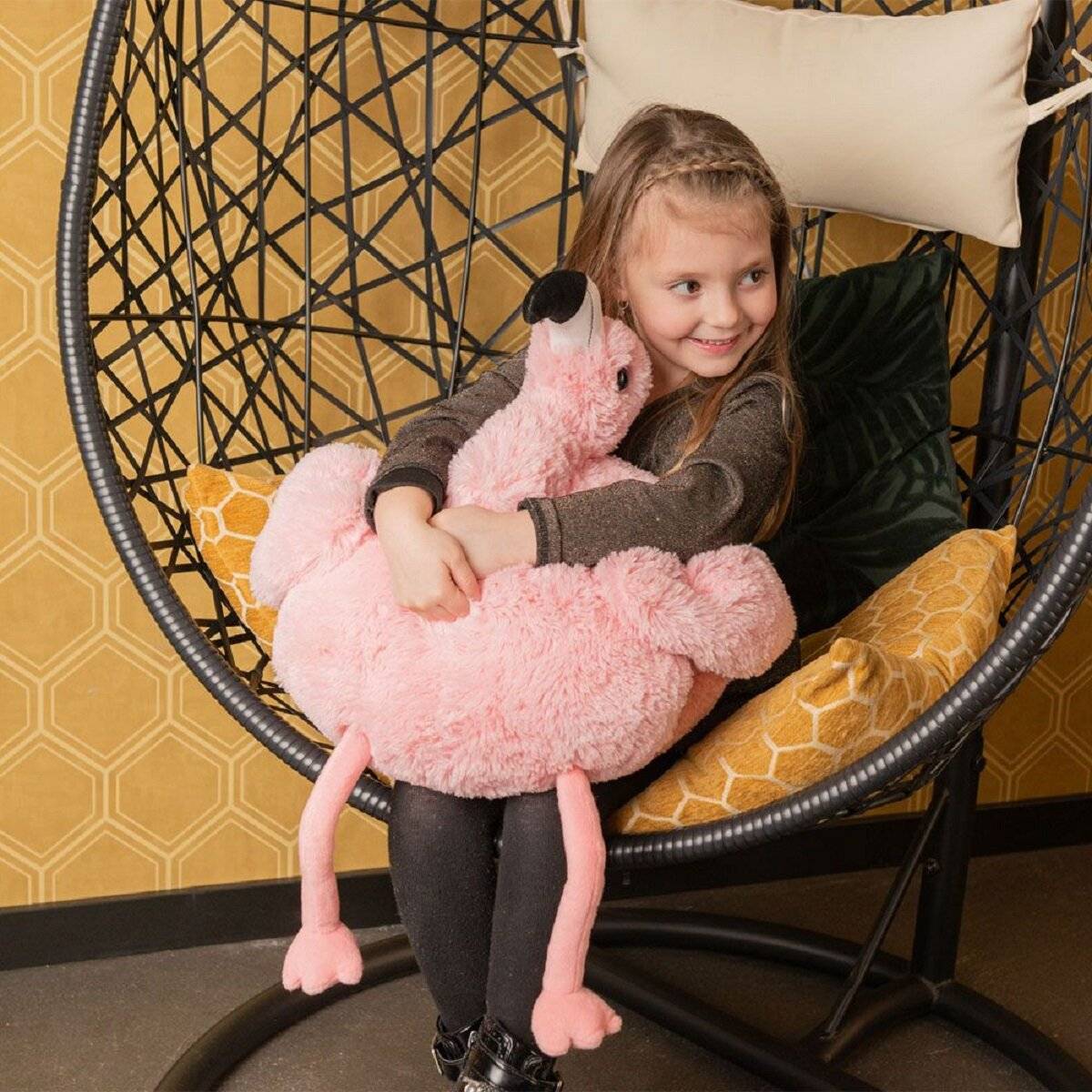Noxxiez Kuschel-Kissen Handwärmer – Niedliches Kuscheltier für warme Hände Flamingo