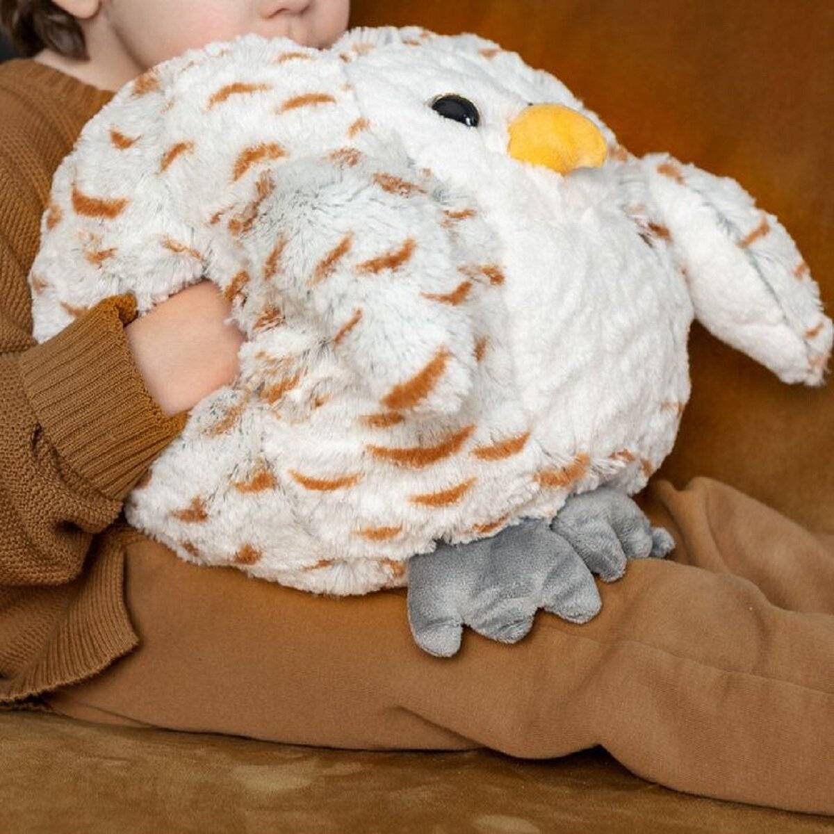 Noxxiez Kuschel-Kissen Handwärmer – Niedliches Kuscheltier für warme Hände Schneeeule