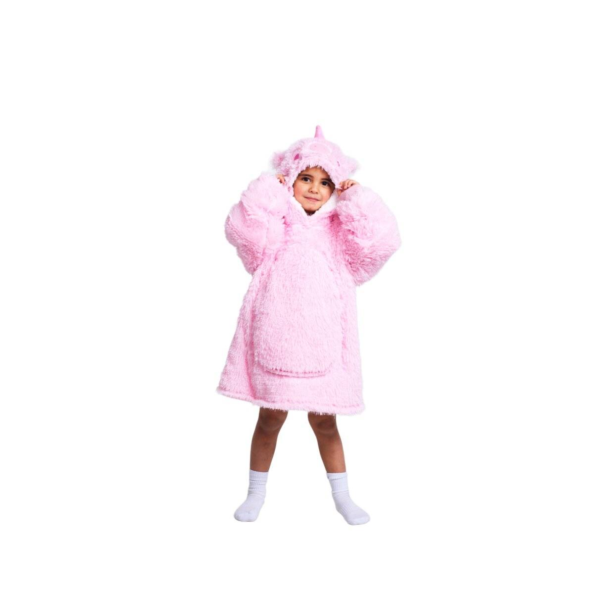 Noxxiez Kuschelige Hoodie-Decke für Kinder – Perfekt für 3 bis 6 Jahre Einhorn