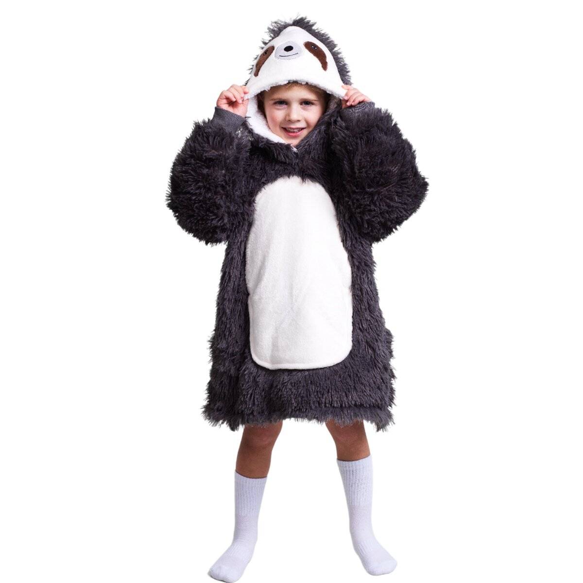 Noxxiez Kuschelige Hoodie-Decke für Kinder – Perfekt für 3 bis 6 Jahre Faultier