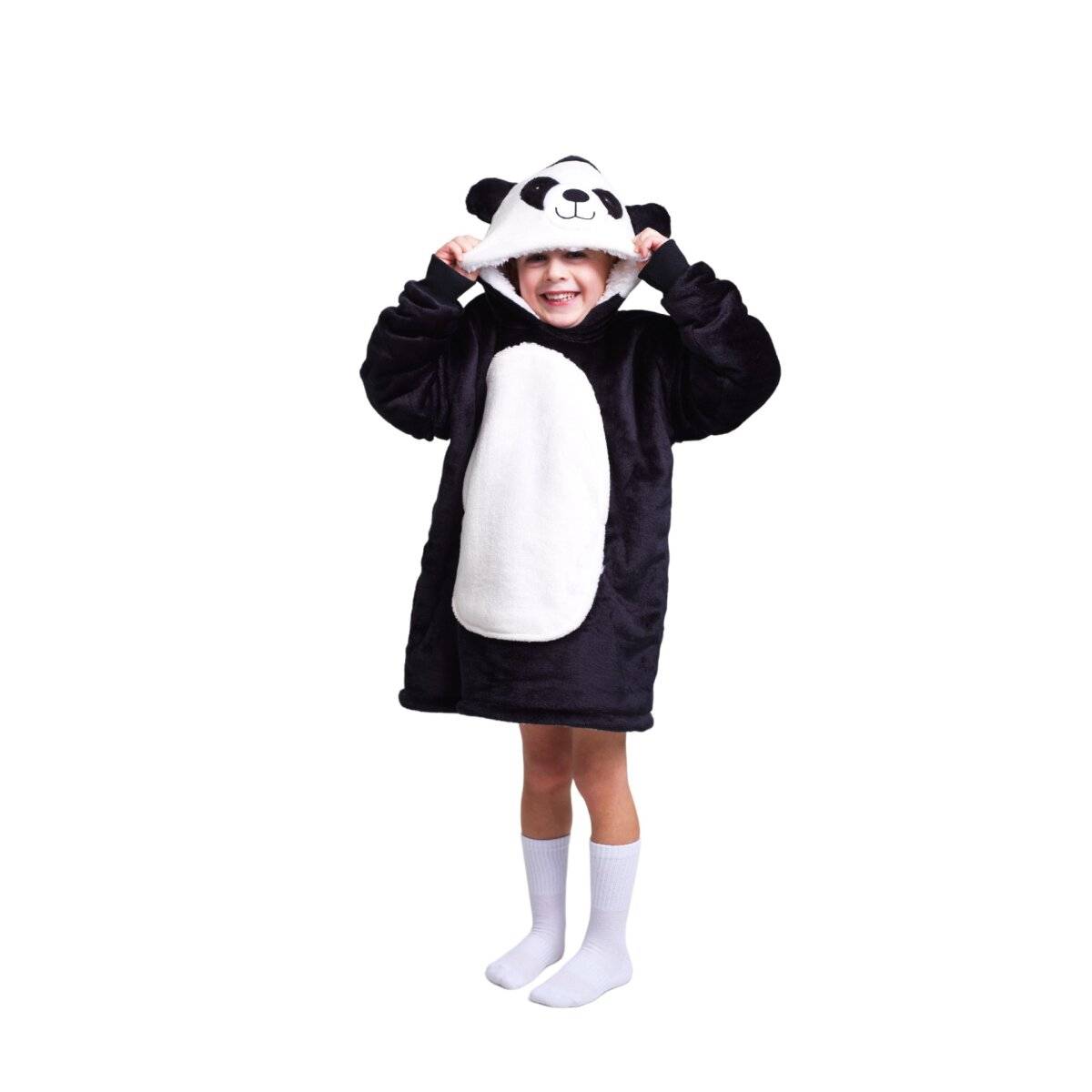Noxxiez Kuschelige Hoodie-Decke für Kinder – Perfekt für 3 bis 6 Jahre Panda