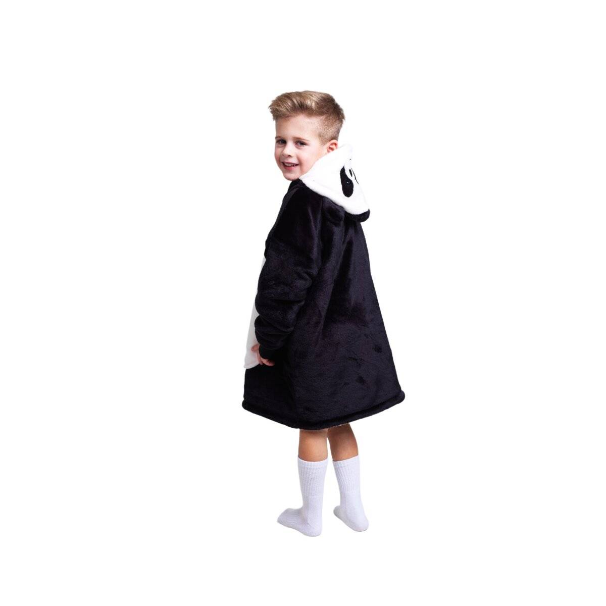 Noxxiez Kuschelige Hoodie-Decke für Kinder – Perfekt für 3 bis 6 Jahre Panda