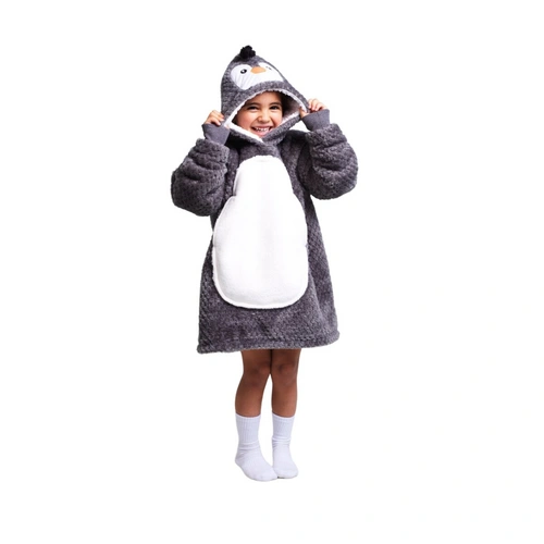 Noxxiez Kuschelige Hoodie-Decke für Kinder – Perfekt für 3 bis 6 Jahre Pinguin Noxxiez Kuschelige Hoodie-Decke für Kinder – Perfekt für 3 bis 6 Jahre Pinguin