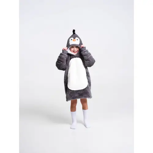 Noxxiez Kuschelige Hoodie-Decke für Kinder – Perfekt für 3 bis 6 Jahre Pinguin Noxxiez Kuschelige Hoodie-Decke für Kinder – Perfekt für 3 bis 6 Jahre Pinguin