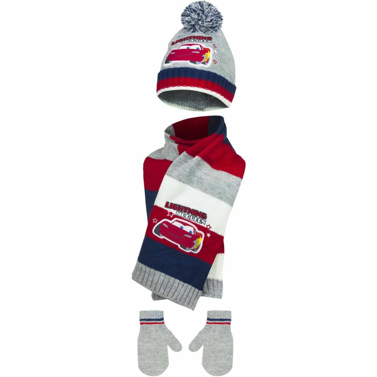 Disney Cars Baby Set – Mütze, Schal und Handschuhe für warme Wintertage Grau 48 cm